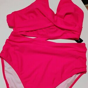 Talisea 2 PC High Waisted Hot Pink Swimsuit New